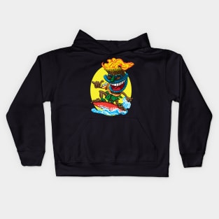 Tiki Surfer with rubber inflatable ring Kids Hoodie